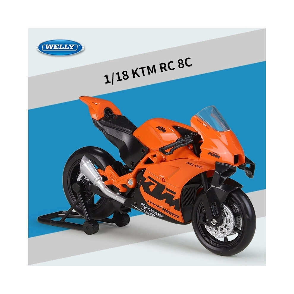 Maxpower (Orange (Box)) Welly Ktm Rc 8C Alloy Diecast Motorcycle Model Workable Shork-Absorber Toy For Children Gifts Toy Collection