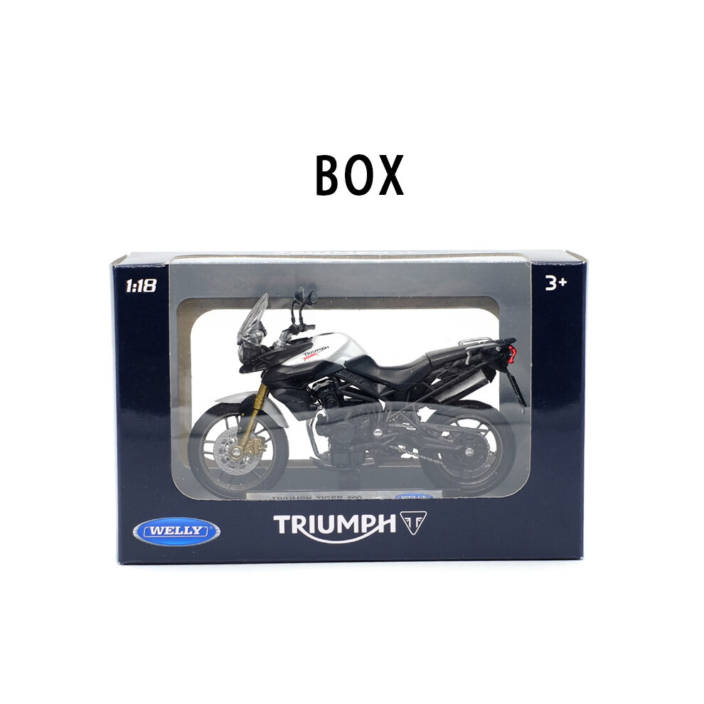 Maxpower (Box) Welly Triumph Tiger 800 Alloy Diecast Retro Motorcycle Model Workable Shork-Absorber Toy For Children Gifts Toy