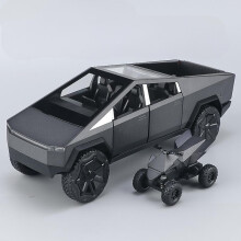(Grey) 1:32 Tesla Cybertruck Off Road Vehicle Die Cast Model Car Sound & Light Beach Motorcycle Hobby Collectible Birthday