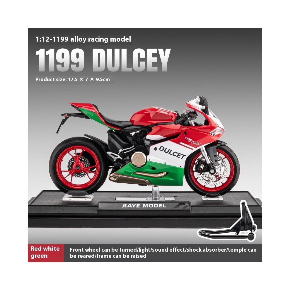 Photos - Toy Car MAXPOWER Scale Ducati 1199 Alloy Motorcycle Model w/ Shock Absorbers - Collectible Kids Toy for Motorsport Fans (green with box)