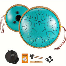 (Malachite Green) 15-Note Steel Tongue Drum D Key Percussion Instrument Cornices Shape Handpan Drum With Drum Mallets Carry Bag And Music Book