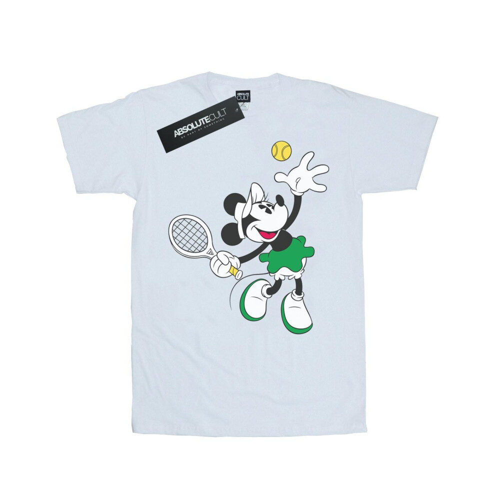 (3XL, White) Disney Womens/Ladies Minnie Mouse Tennis Cotton Boyfriend T-Shirt