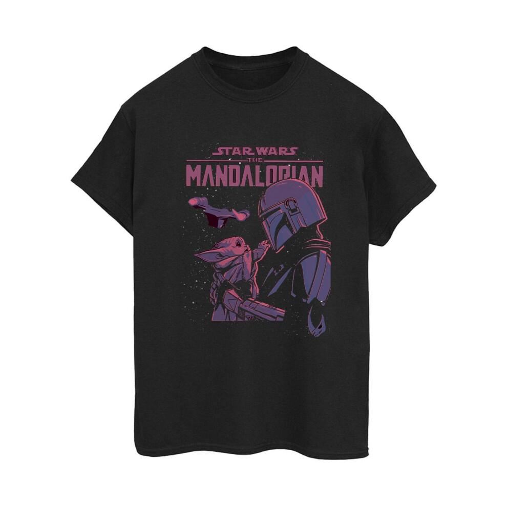 (XXL, Black) Star Wars Womens/Ladies The Mandalorian Hello Friend Cotton Boyfriend T-Shirt