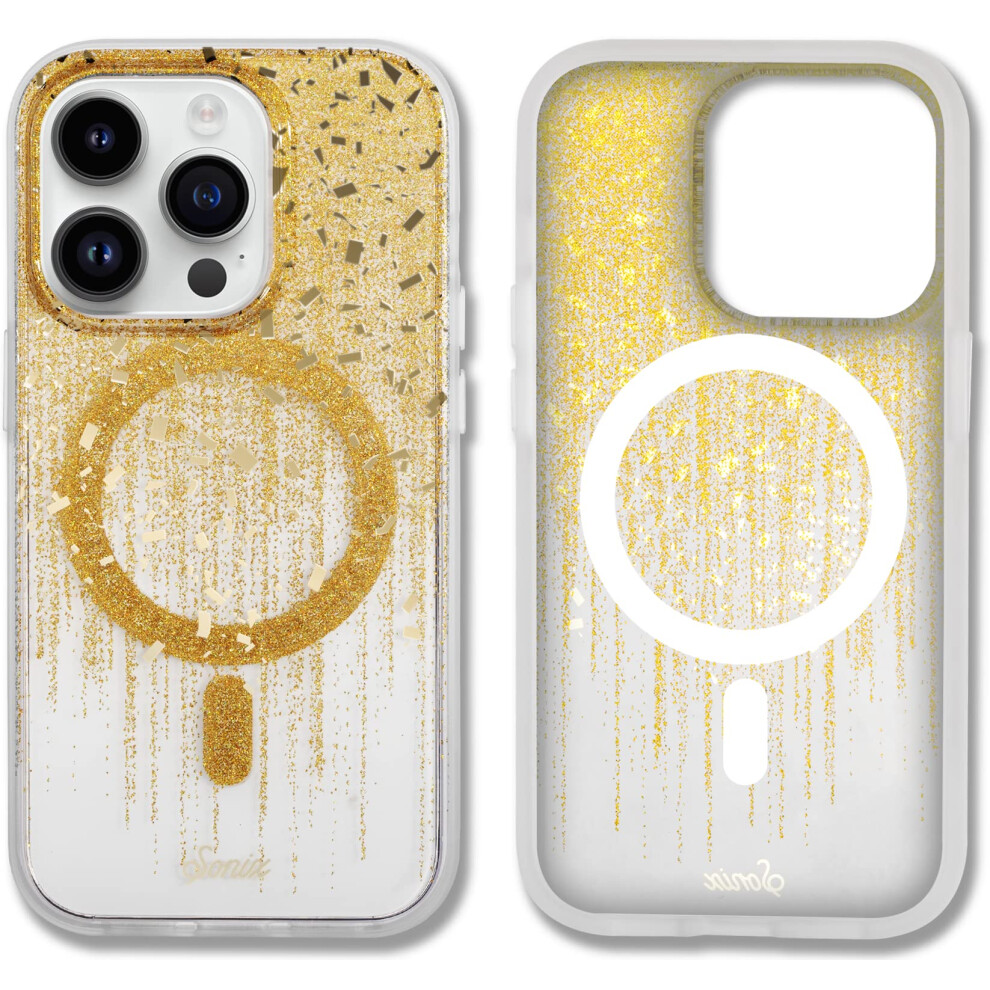 Sonix Case For Iphone 14 Pro | Compatible With Magsafe | 10Ft Drop Tested | Drippin' Glitter Gold 810087976019