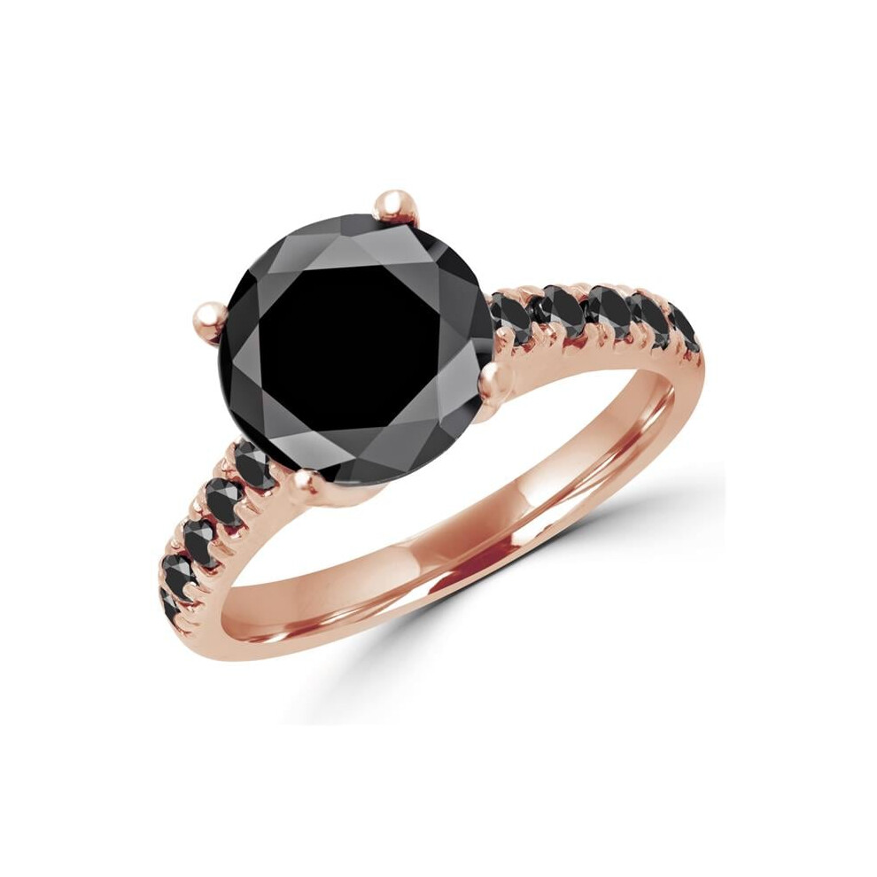 Photos - Ring Majesty Diamonds MD160187 3.2 CTW Round BlacK and Blue Diamond Multi Stone Engagement in 14K
