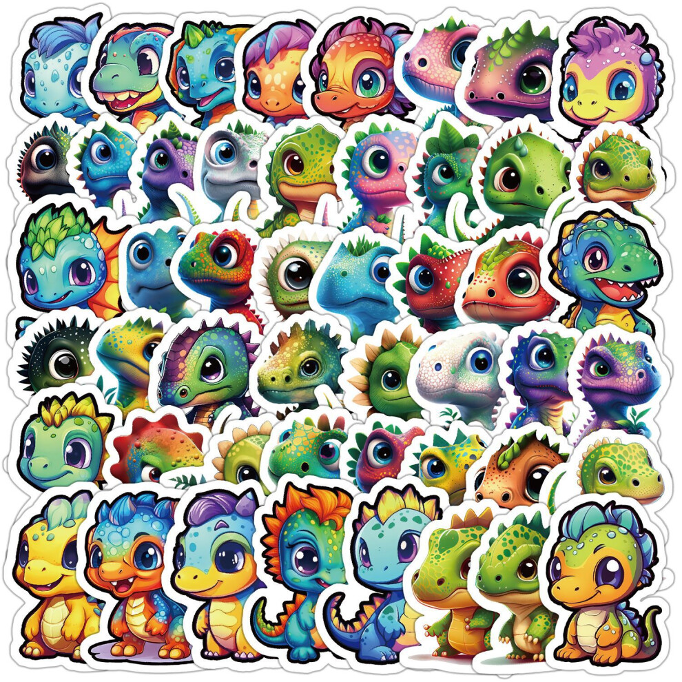 (MULTICOLOR) 50Pcs Kawaii Dinosaur Stickers Cute Dinosaur DIY Stickers Scrapbooking Phone Luggage Skateboard  Waterproof Decals