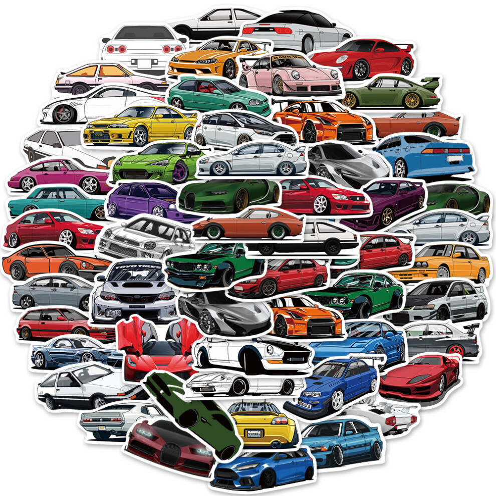(MULTICOLOR) 100PCS Cool JDM Retrofit Racing Car Sticker JDM Car DIY Stickers Scrapbooking Phone Luggage Skateboard Decorative Waterproof Gra