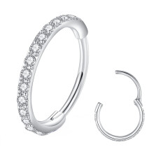 BLESSMYLOVE Klara CZ Silver 20G 7mm Näsring Hoop 316L Kirurgisk Stål 20 gauge Cartilage Örhängen