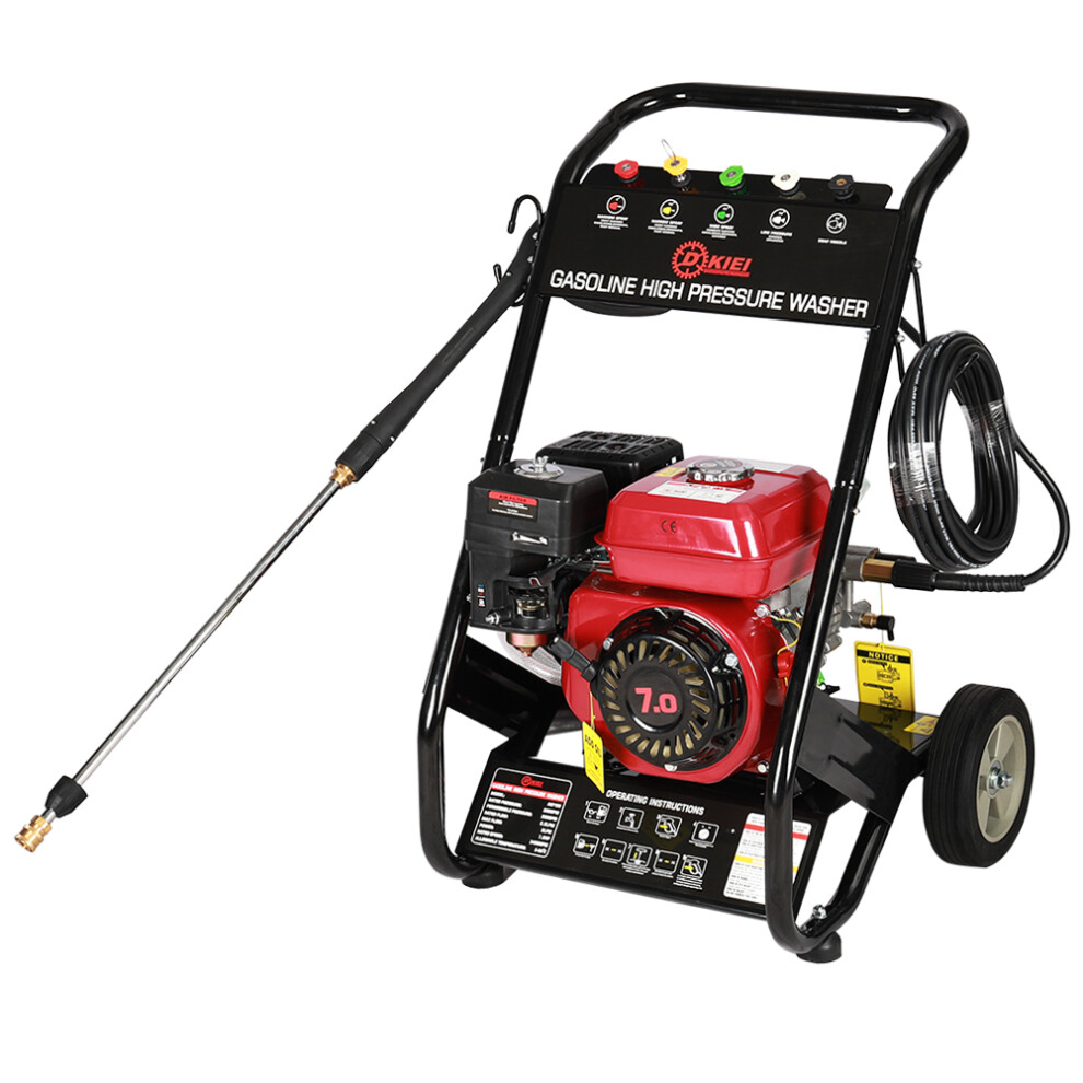 7 HP Portable Petrol High Powered Water Pressure Washer with Spray Gun