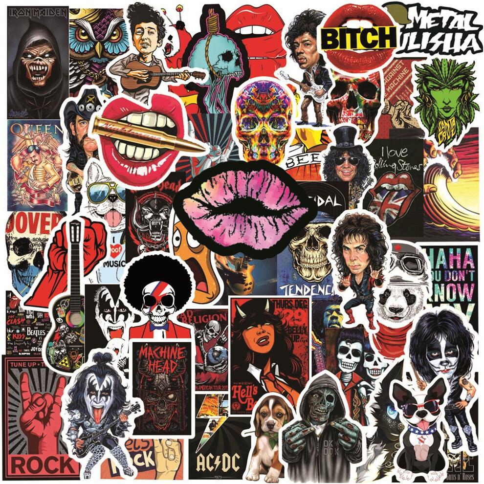 (MULTICOLOR) 50Pcs Vintage Rock Stickers DIY Stickers Scrapbooking Phone Luggage Skateboard Waterproof Decals