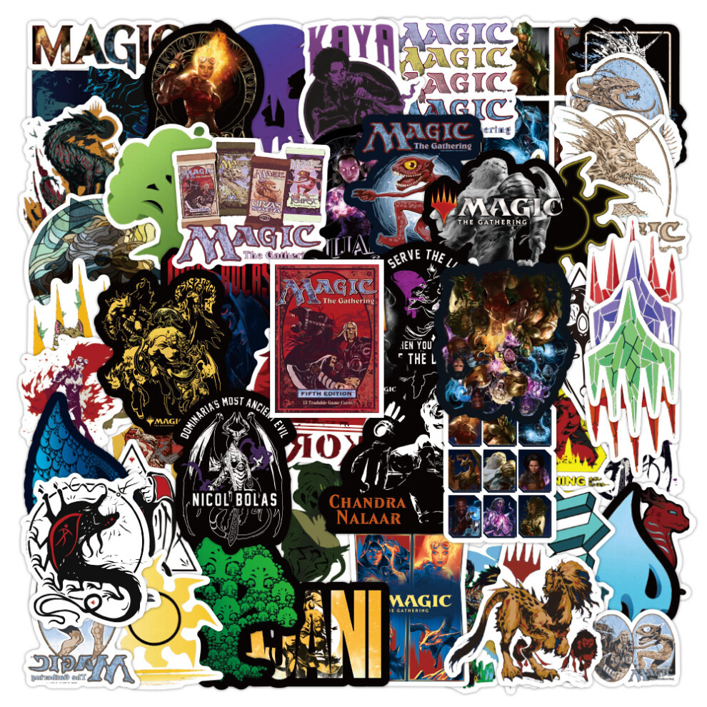 (MULTICOLOR) 50Pcs  MTG Stickers Magic MTG DIY Stickers Scrapbooking Phone Luggage Skateboard Decorative Waterproof Decals