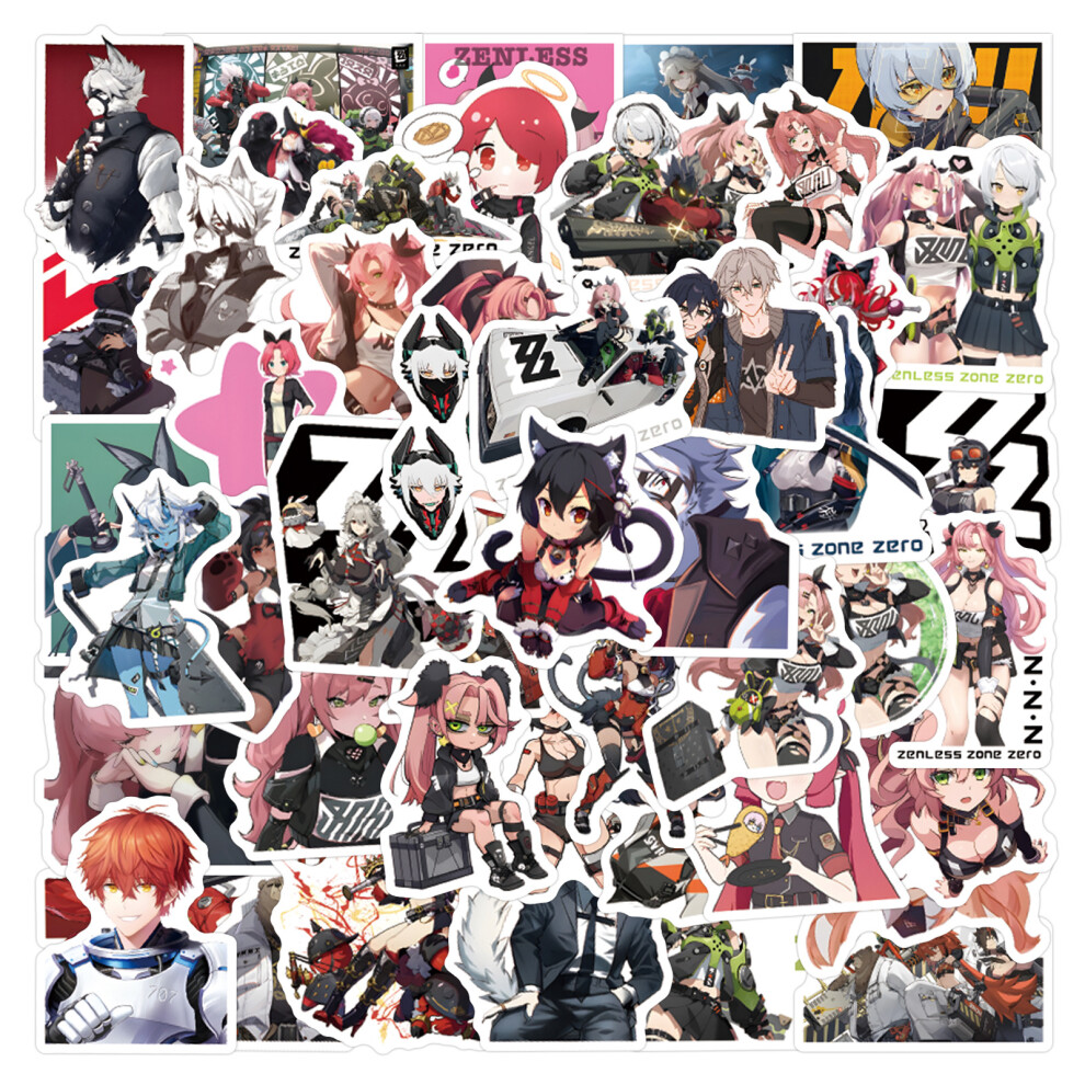(MULTICOLOR) 60pcs Cartoon Zenless Zone Zero stickers Zone Zero DIY Stickers Scrapbooking Phone Luggage Skateboard  Waterproof Decals