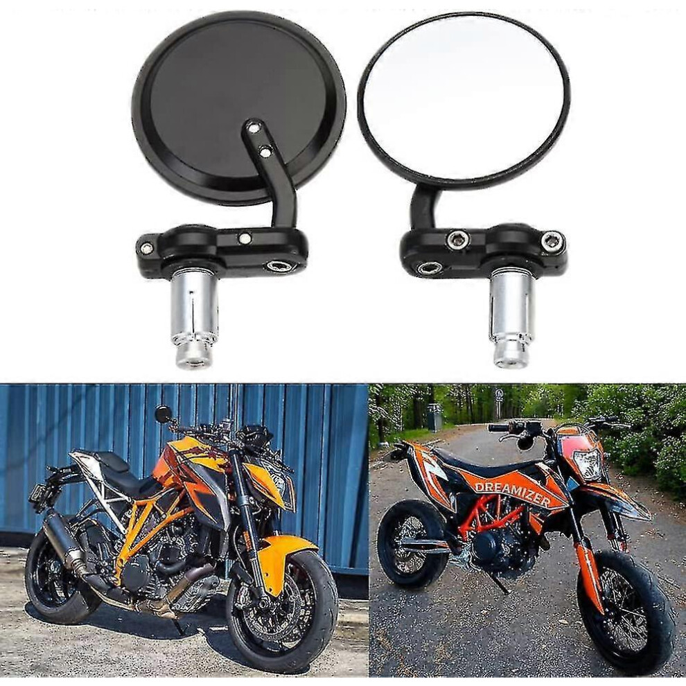 (As Show, One Size) Round Motorcycle Handlebar End Mirrors 7/8" 22Mm, Motorbike Mirror For Street Sport Bikes Cruiser -Ys 5063595981401