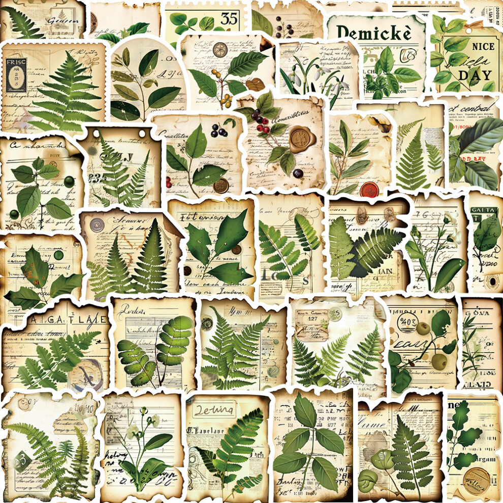 (MULTICOLOR) 50Pcs Vintage Plant Label Stickers Vintage Plant Flowers DIY Stickers Scrapbooking Phone Luggage Skateboard Waterproof Decals