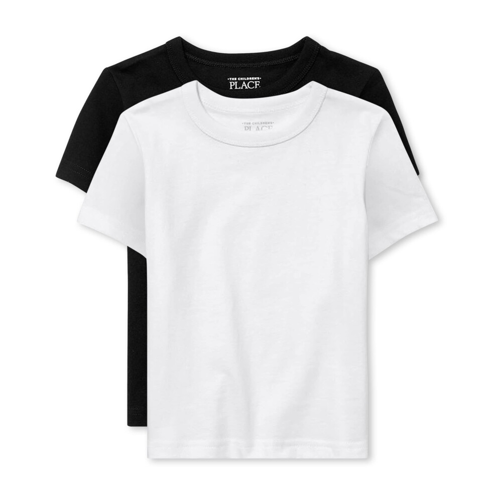 T-shirt basique     manches courtes pour b   b    gar   on et tout-petit de The Children's Place, lot de 2, noir/blanc, 9     12 mois,    tats-Unis