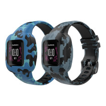Moko 2Pack Band kompatibelt med Garmin Vivofit Jr 3 Tracker Soft Silicone Printing Pattern Justerbar udskiftningsrem Passer 5.1-7.5in armb?nd arm