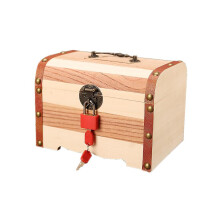 Wooden Treasure Chest With Lock, Storage, Hobby Preservation, Rustic Decorative, Wooden Vintage Coin Box For Children And Adults