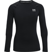 Under Armour Dam HeatGear Kompressions T-shirt med Lång Ärmar, Svart (001)/Vit, Liten