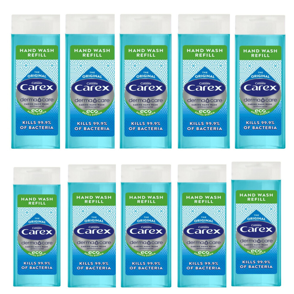 10 x  Carex Hand Soap Refill Antibacterial Liquid Blue 250ml