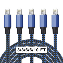 Rigwig [Apple MFi Certified 5Pack (1/1/2/2/3m) Nylon Braided iPhone Charger Lightning Cable Fast Charging Syncing Long Compatible iPhone 11/12/13/14/X