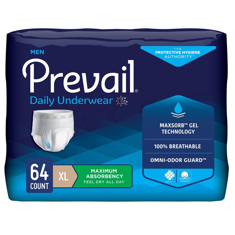 Prevalecer Prevail Proven | X-Large Pull-Up | Incontinence Protective Underwear For Men | Maximum Absorbency | 64 Count