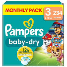 Pampers Baby-Dry Paw Patrol Edition 234 Nappies, 6kg-10kg ,Size 3