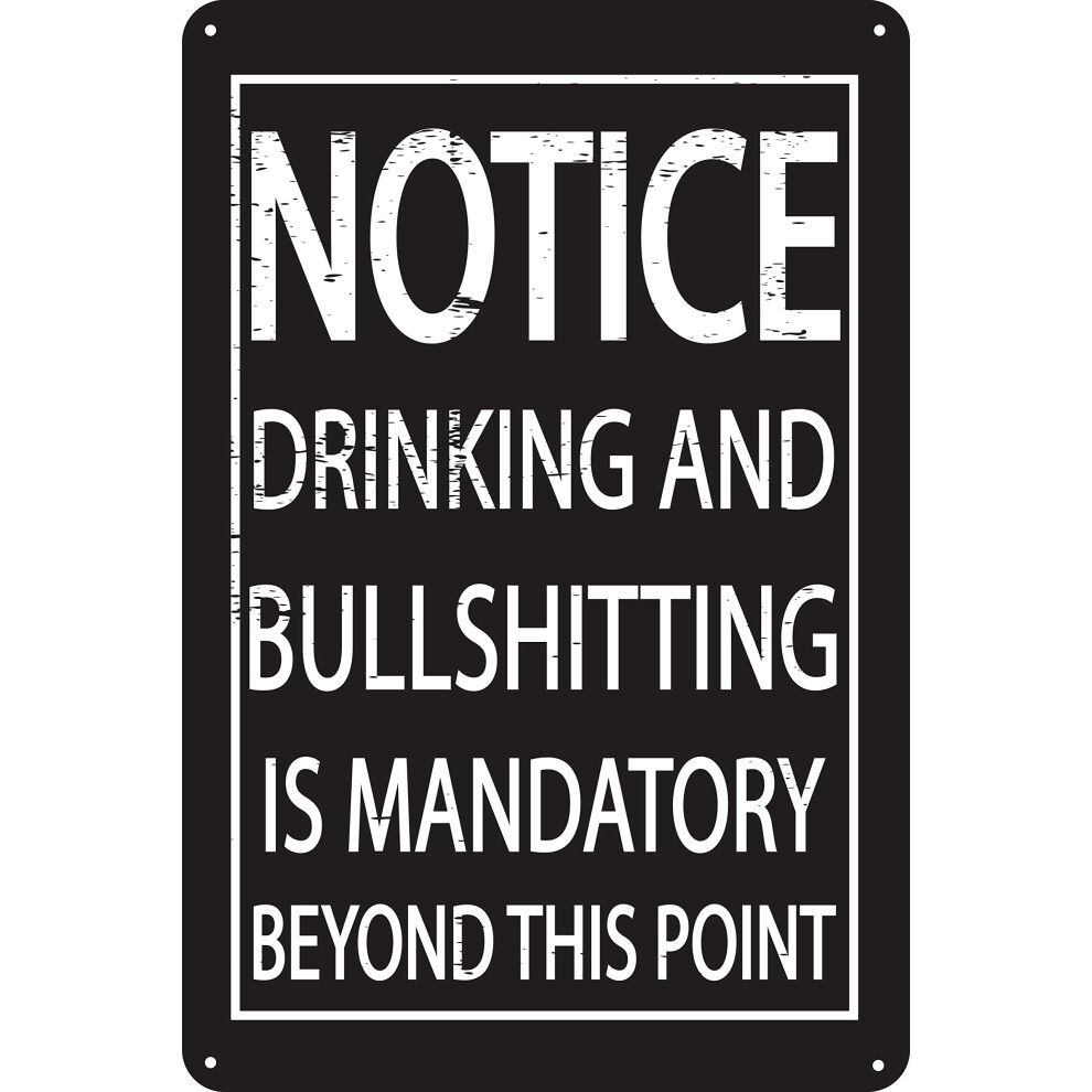Boire et conneries sont obligatoires Panneau d'avertissement en    tain 12"" x 8"" Garage Man Cave Salle de jeux D   coration de bar     domicile