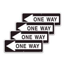 Eenrichtingsverkeersbord met pijl naar links (4-pack) Verkeersborden 18""x6"" .040 Refle