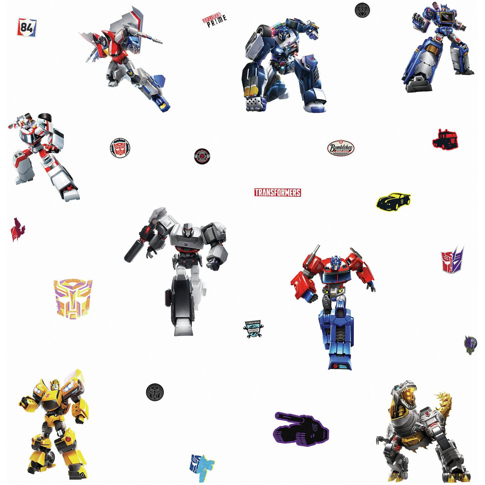 Autocollants muraux adh   sifs RoomMates RMK4231SCS Transformers All Time Favorites bleu rouge jaune