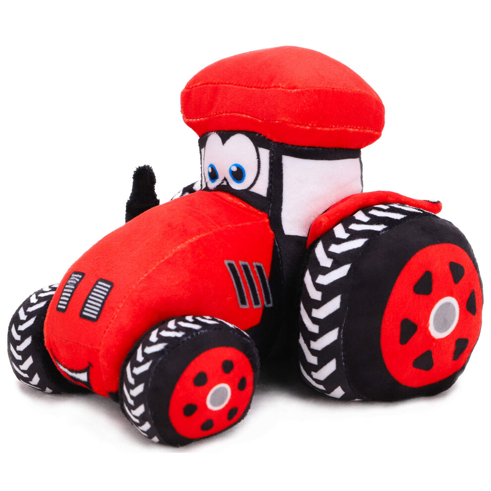 Tracteur de ferme en peluche Toyland 21 cm (8 pouces) - D   coration de chambre de gar   on (ROUGE)