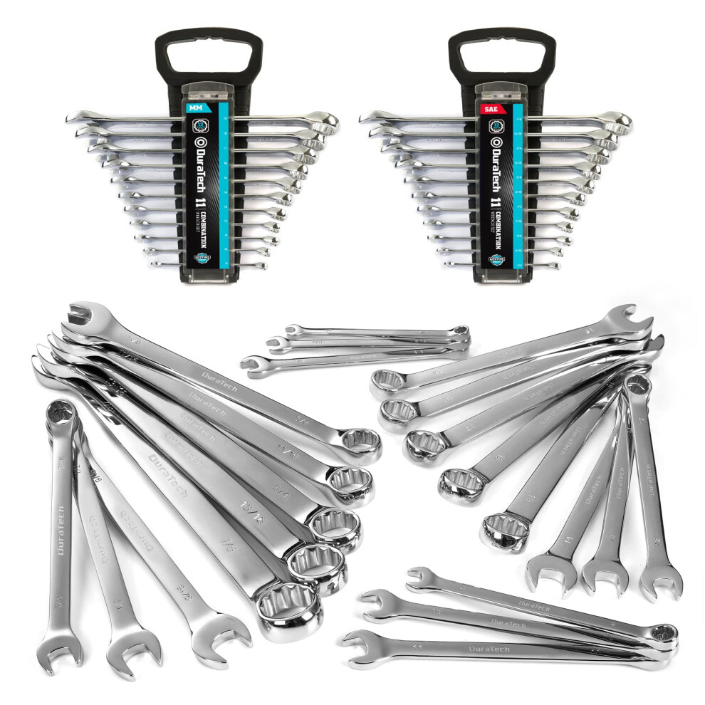 Duratech Combination Wrench Set Sae & Metric 22-Piece 1/4'' To 7/8' 820909680413