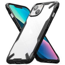 Ringke Fusion -X Kompatibel med iPhone 13 Case Clear Hard Back Heavy Duty ShockProof Advanced Protective TPU Bumper Telefonomslag - Sort