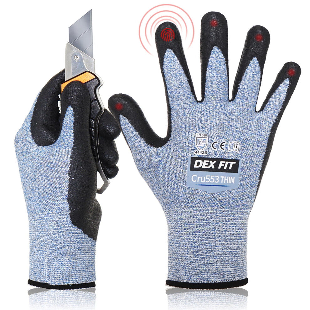 DEX FIT Level 5 Precision Cut Resistant Gloves Cru553 Thin  Firm Grip
