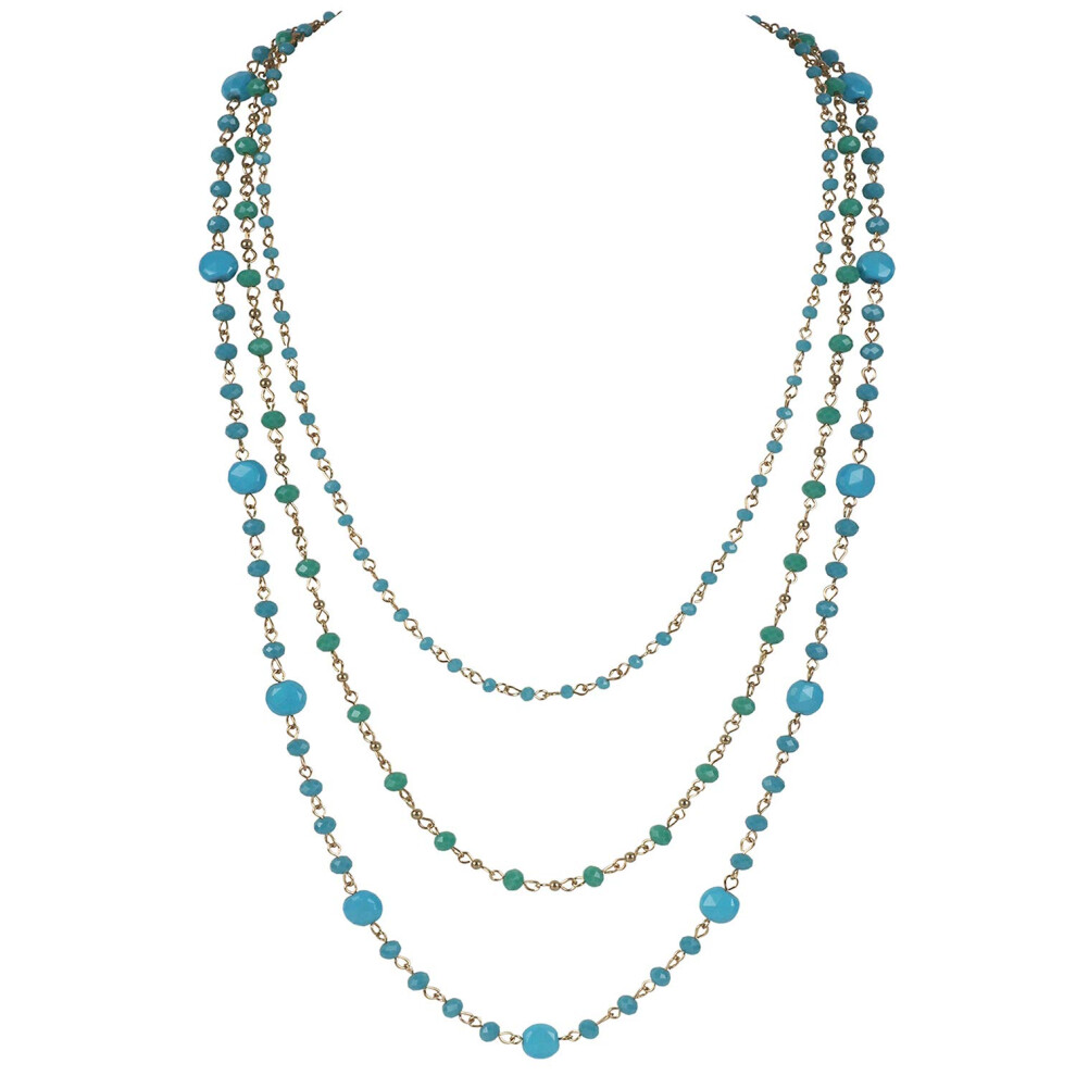 Collana Fatta A Mano Con Perline Di Vetro Alla Moda Multistrato A Catena Lunga Firstmeet-image