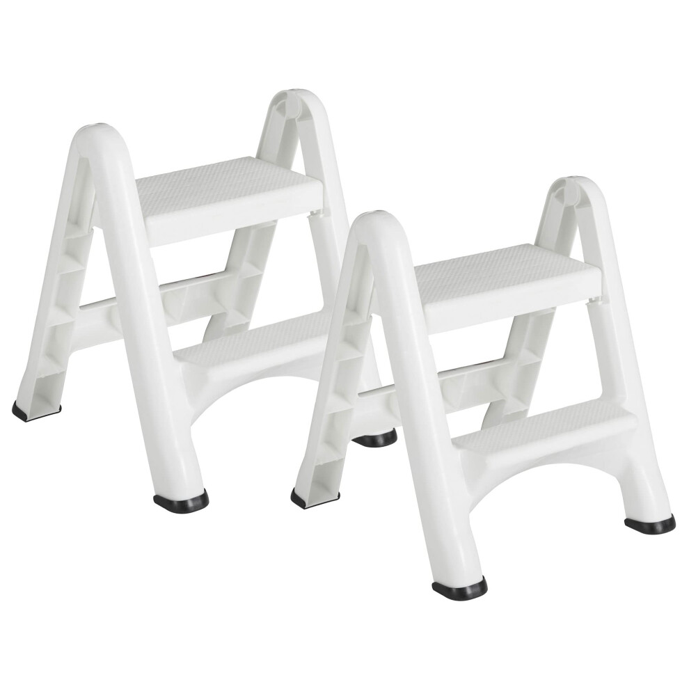 Rubbermaid FG420903WHT EZ Escabeau-escabeau pliable en plastique durable     deux marches avec patins antid   rapants Blanc (lot de 2)