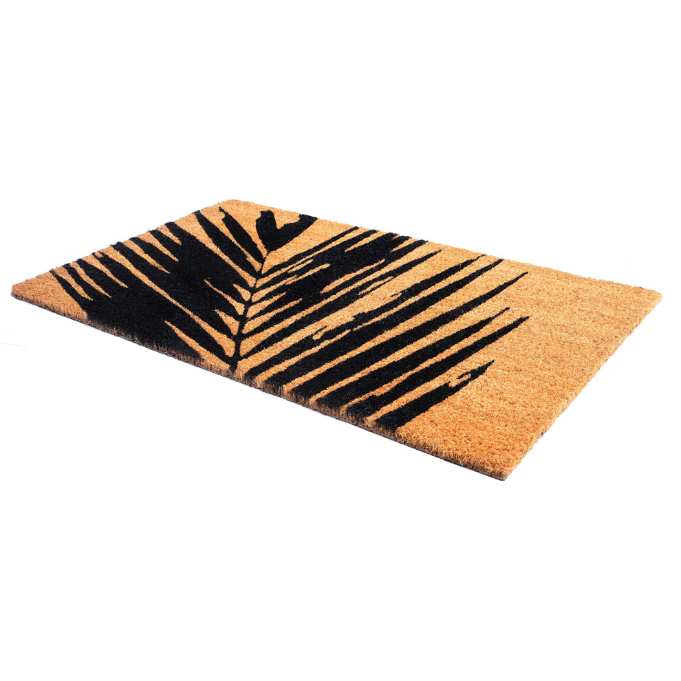 Paillasson antid   rapant Fab Habitat en caoutchouc de coco naturel fin et durable pour porte d'entr   e, porche, patio,    t   , feuille de palmier