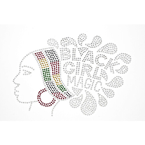 Transferência Rhinestone "Black Girl Magic" para Aplicar, 10 x 7 polegadas | Inclui Estrela e Instruções