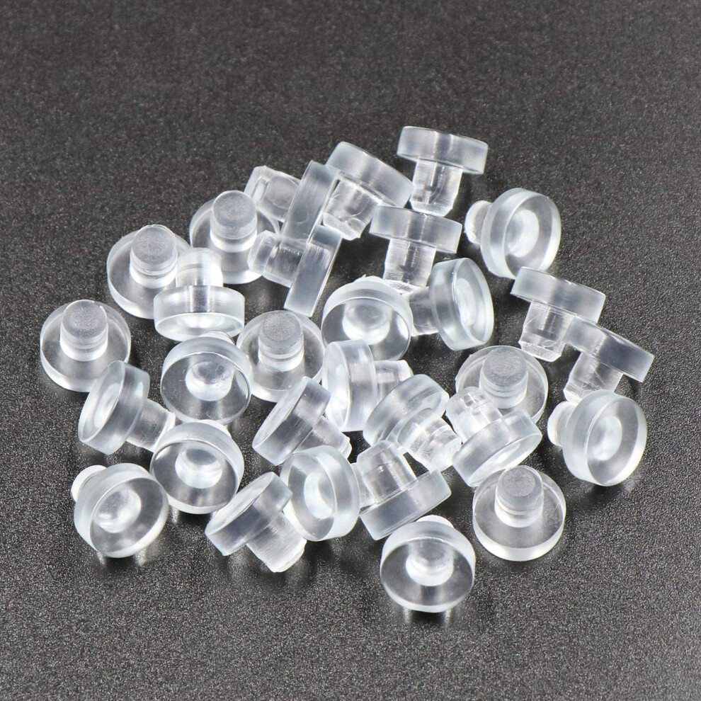 30 Pcs Glass Top Table Bumpers With Stem, Clear Rubber Grippers, Patio Table Spacers, For 1/4 Inch Hole 717877039827