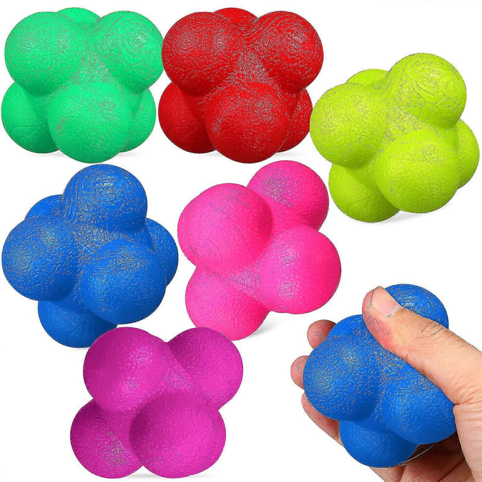 (As Show, One Size) 6 Pcs Reaction Balls Agility Balls Hexagonal Reaction Ball Goalkeeper Training Equipment For Sports Exercise 5063595957598