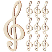 (As show, One size) 10pcs Music Note Shaped Cutouts Wood Slices Unfinished Wood Slices Diy Wood Pieces Decors