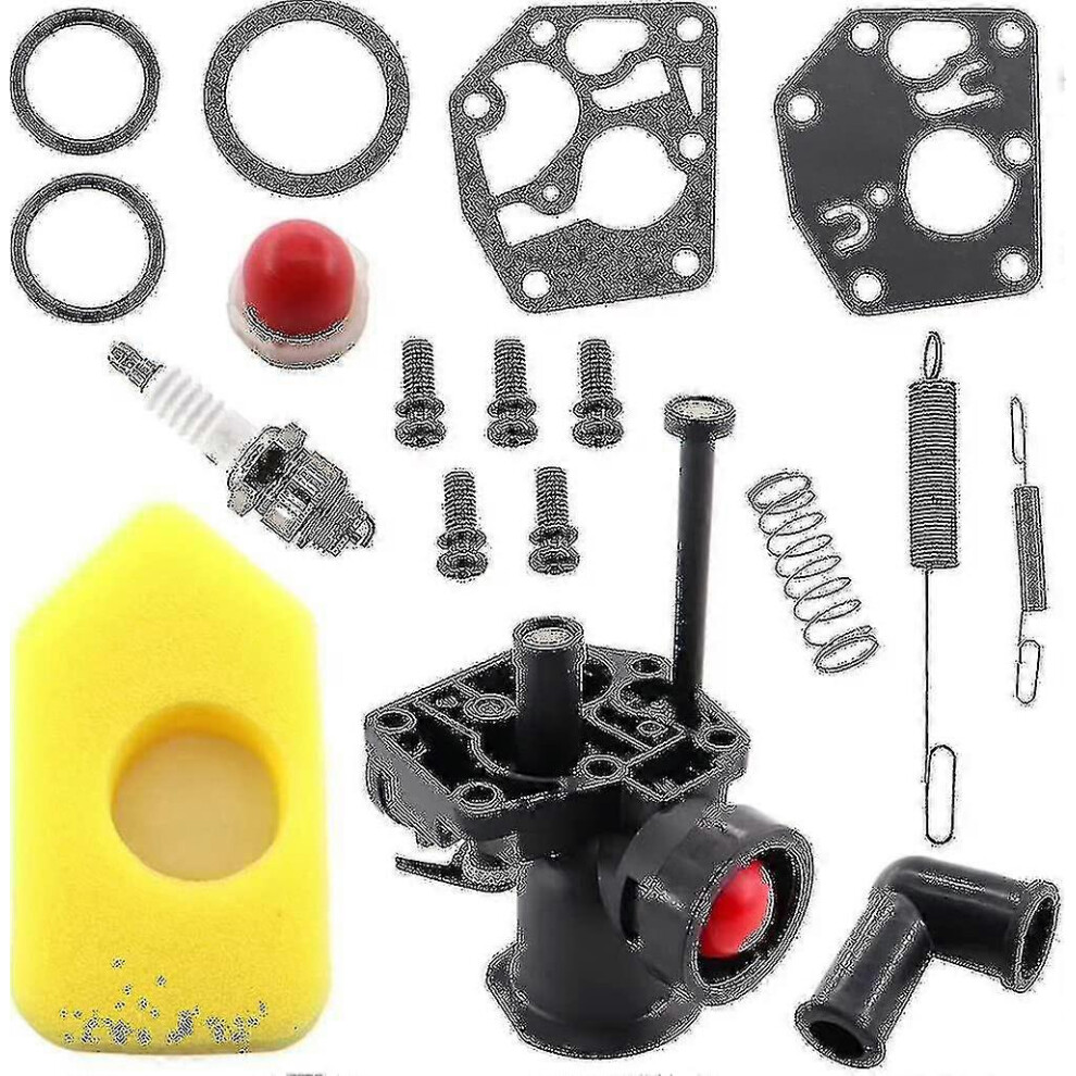 (As Show, One Size) 2024 Carbriggs Stratton Lawn Mower Carburetor Kit 499809 498809A 494406 Filter 698369 Regulator 691859 692211 Diaphragm 795083 495 5062994783784