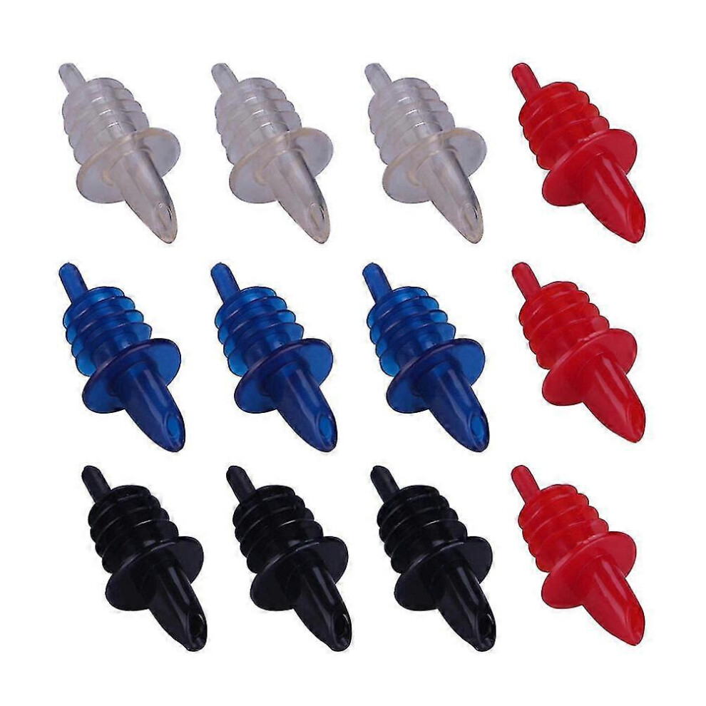 (As Show, One Size) 12Pcs Plastic Freeflow Liquor Spirit Bottle Pourer Bar Wine Cocktail Spout Stopper 5062994783630