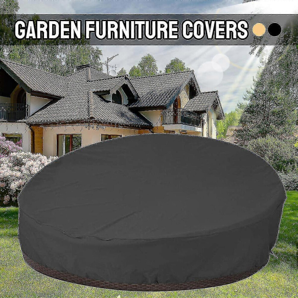 (Black, One size) Outdoor Daybed Cover, Patio Daybed Cover Waterproof Dustproof Garden Patio Outdoor Daybed Furniture Cover Round Outdoor Garden Furni-image-OPC-PG9Z9TS-NEW