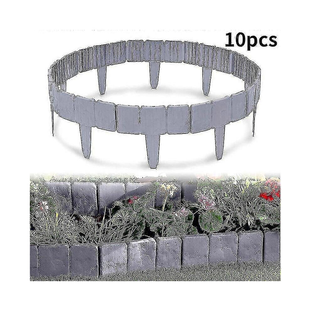 (As Show, One Size) Lawn Edging Plastic Garden Edging Borders Stone Effect Plant Border Fence(10Pcs, Gray) 5063595906442