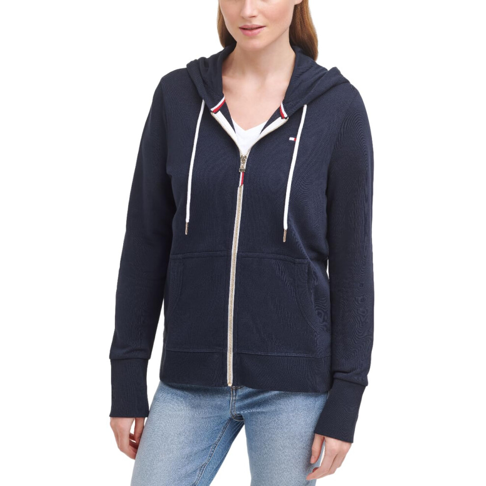 Tommy Hilfiger Zip-up Hoodie - Classic Sweatshirt for Women with Drawstrings and Hood  Sky Captain  X-Large