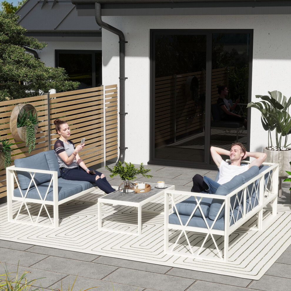 Outsunny 5 Seater Sectional Outdoor Sofa Set With Loveseats For Garden Grey