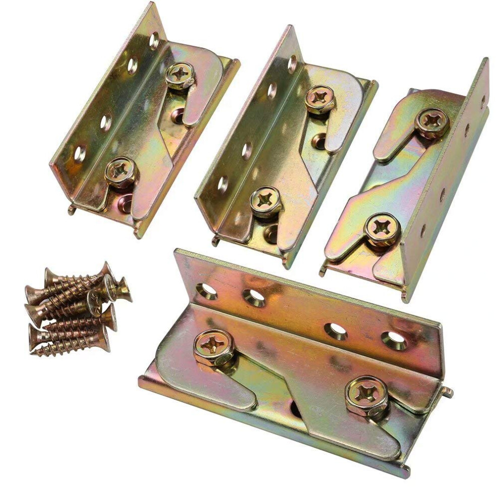 Supports de barri   re de lit KASUNEN - Fixations de barri   re de lit - Robustes, sans mortaise - Lot de 4 (vis incluses)