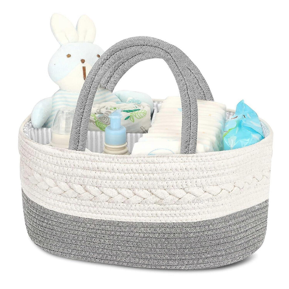 (As Show, One Size) Diaper Caddy Organizer For Baby Boy- Cotton Rope Diaper Caddy, Diaper Organizer For Changing Table, Nursery Storage Caddy, Newborn Fitville