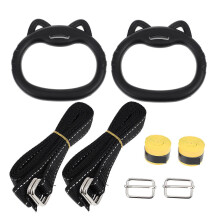 (As show, One size) 1 Set of Children Lifting Rings Indoor Training Heightening Auxiliary Tools (Black)