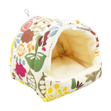 (As show, One size) Winter Parrot Cage Plush Shed Birdcage Sleeping Bed House Hut Bird Hanging Nest(S ,Sunflower)